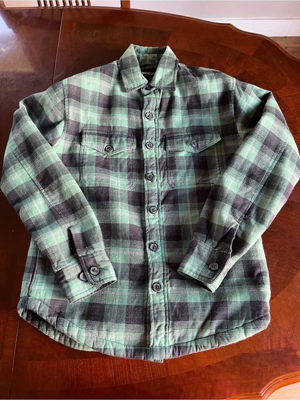 Bonobos Teal & Navy Sherpa Lined Plaid Chore Barn Coat Jacket Size XS Cotton